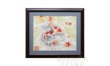 กรอบผ้าปักครอสติชใส่กรอบ กรอบรูปสไตล์จีนปลามงคงกรอบเสริมฮวงจุ้ย 